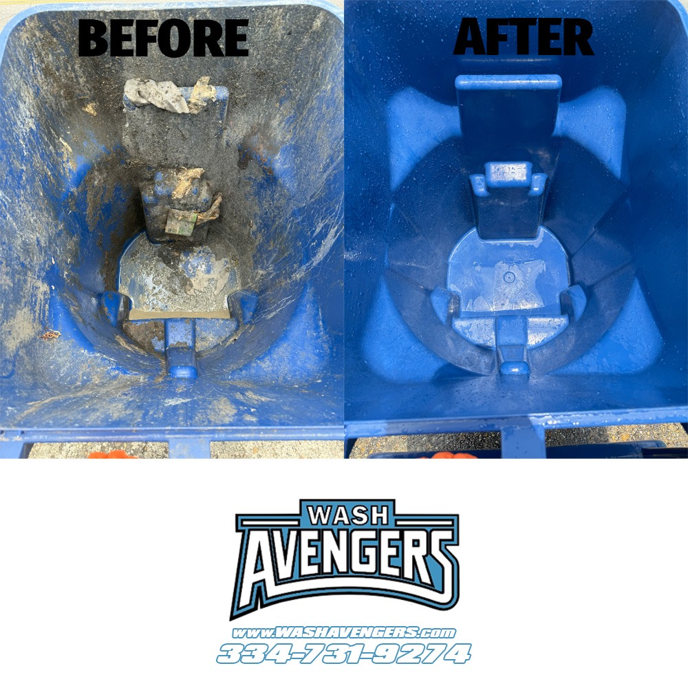 Wash Avengers Trash Can Cleaning Service Before and After Free Trial Client